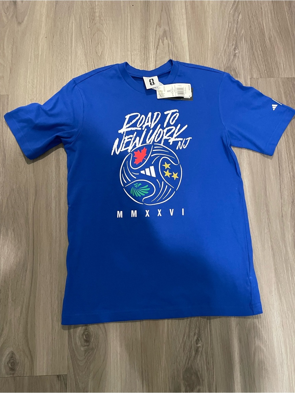 New Men’s Adidas World Cup  “Road to New York NJ” Athletic T-Shirt — Size S